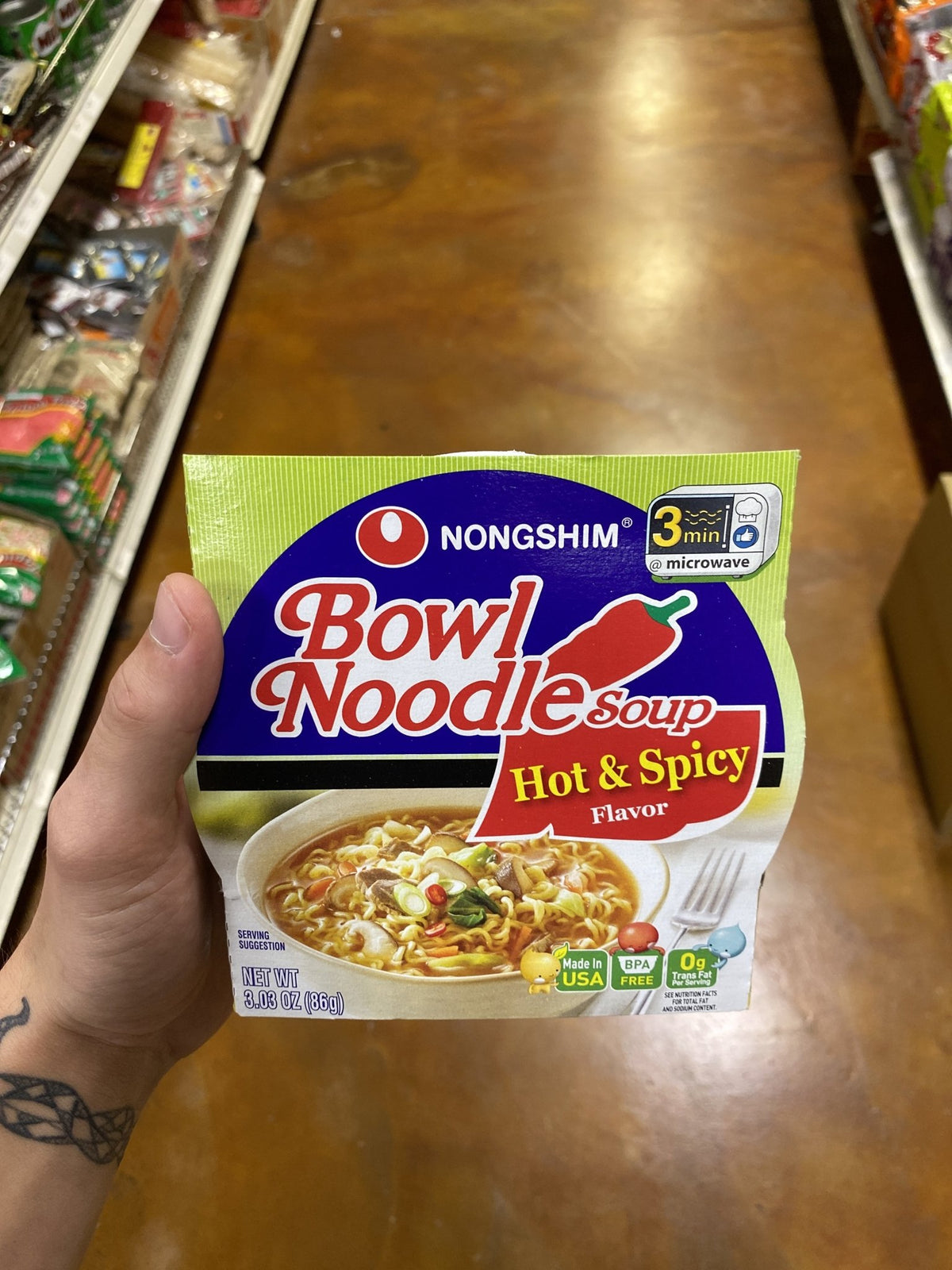 Nongshim Noodle Soup, Bowl, Hot & Spicy Flavor - 3.03 oz